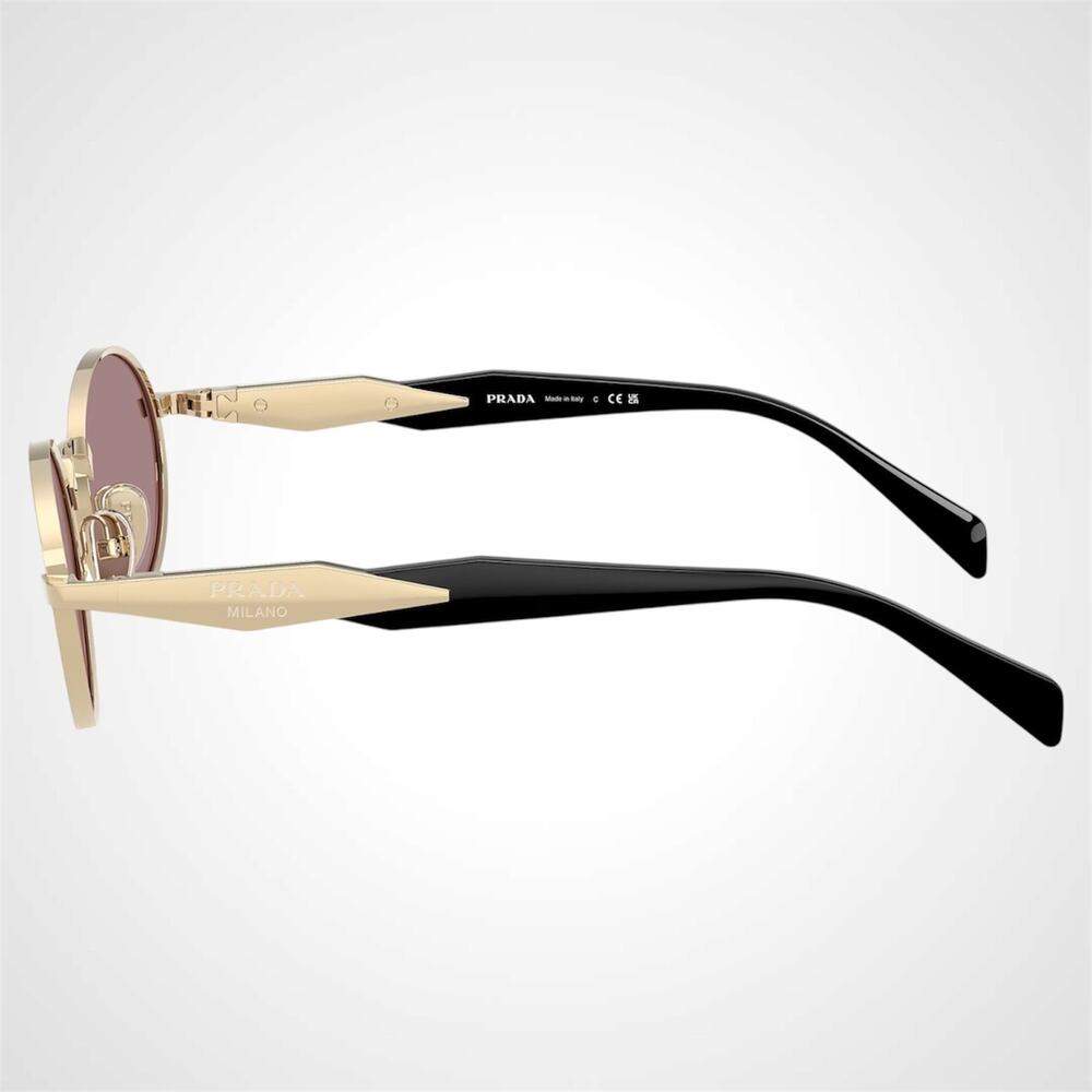 PRADA Sunglasses Gold Metal Oval Symbole PR65ZS ZVN20I Light Brown Purple Lens - Picture 3 of 6